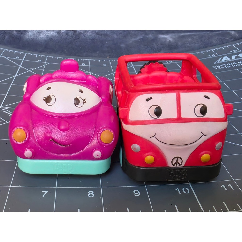 B. Toys Land of B. Woofer and Jaxson Soft Rubber Toy Cars Pink & Red Set of 2